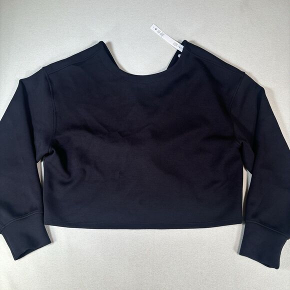 LULULEMON Twist Back-to-Front Pullover Black Sweatshirt Athleisure Crop Sz 6 - Picture 3 of 12